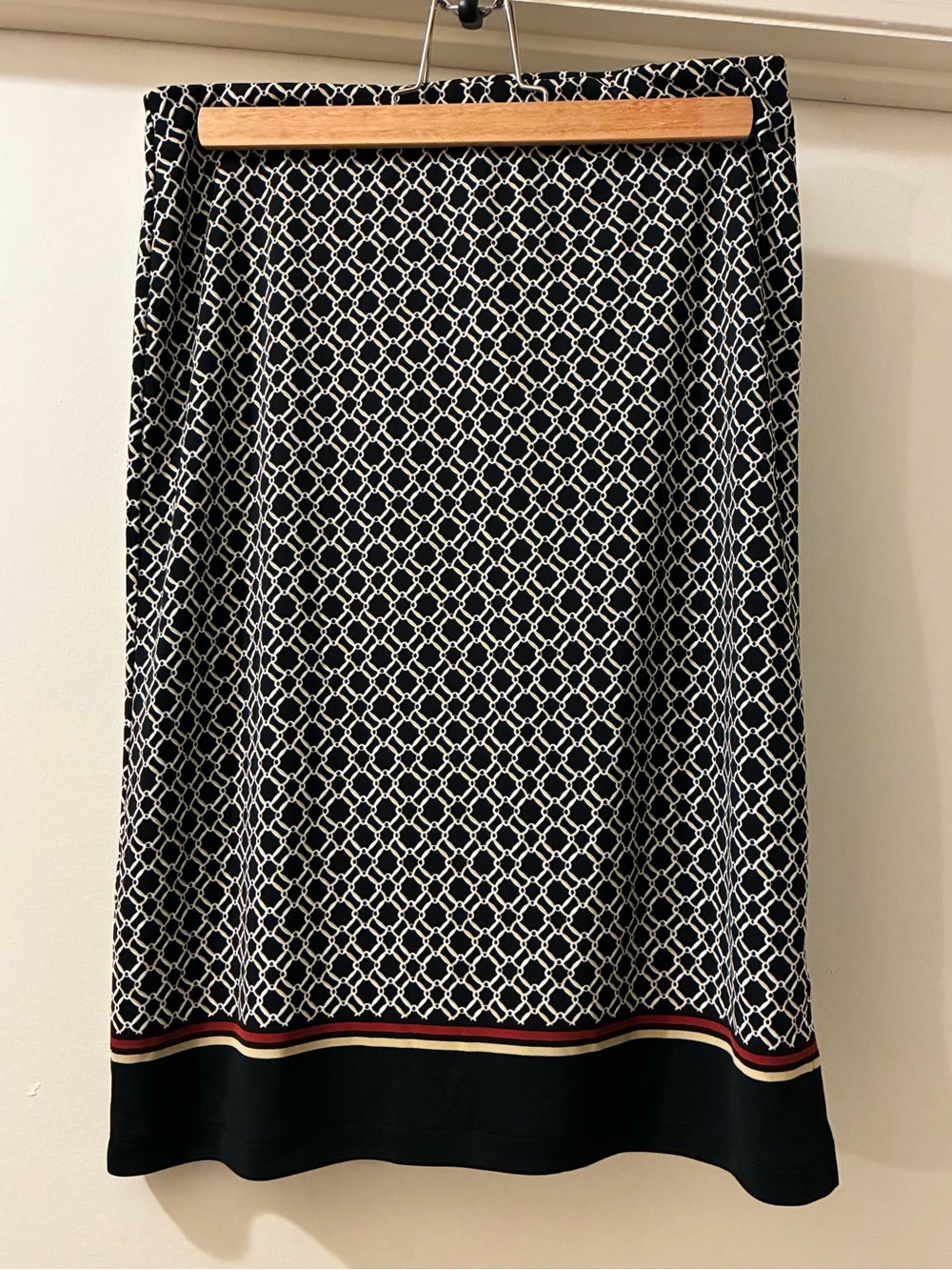 Liz Claiborne Collection Black & White Geometric Pencil Skirt with Red Trim
